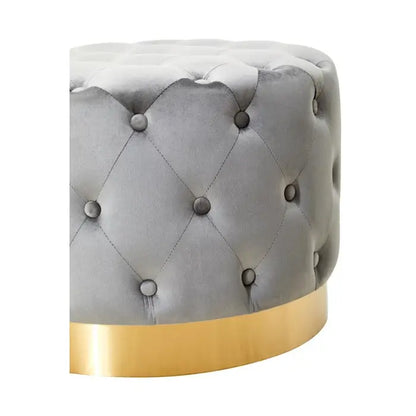 Velvet Stool With Matte Gold Finish Base