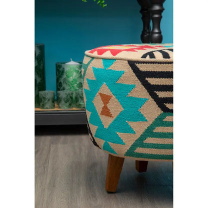 Multi Coloured Round Footstool