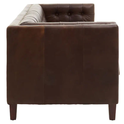 King Three Seater Tufted Back Leather Sofa