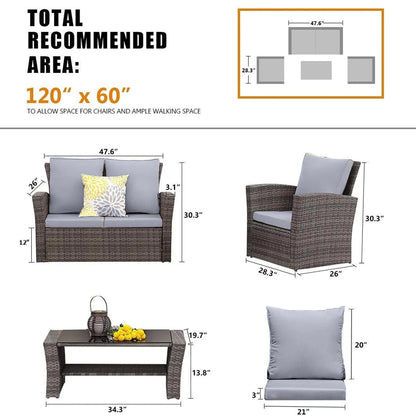 Lattan 4 Seater Dining Set