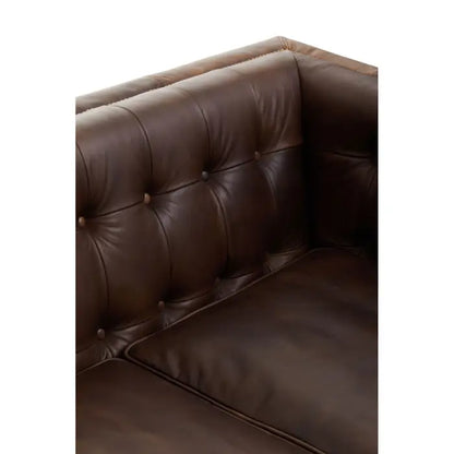 King Three Seater Tufted Back Leather Sofa