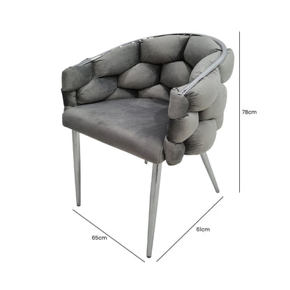 Margaux Grey Velvet with Chrome Legs Dining Chair