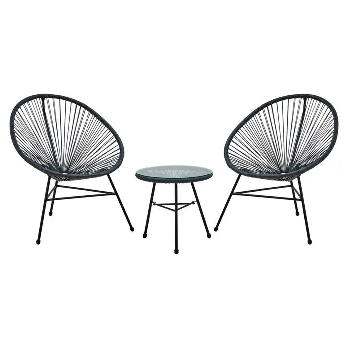 Miami Grey Rattan 3 Piece Patio Set