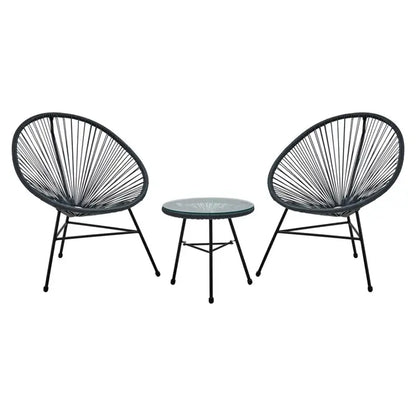 Miami Grey Rattan 3 Piece Patio Set