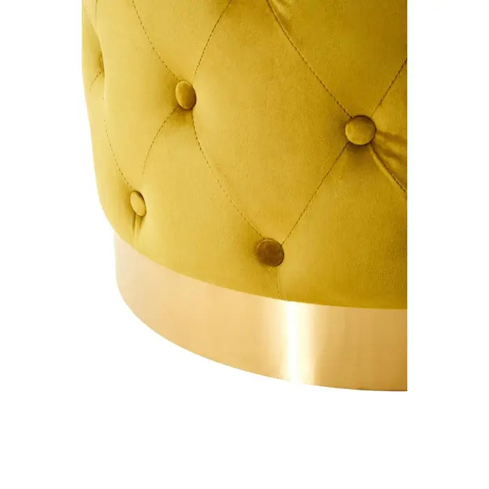 Velvet Stool With Matte Gold Finish Base