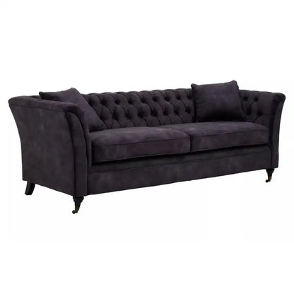 Sabina Three Seat Grey Velvet Sofa