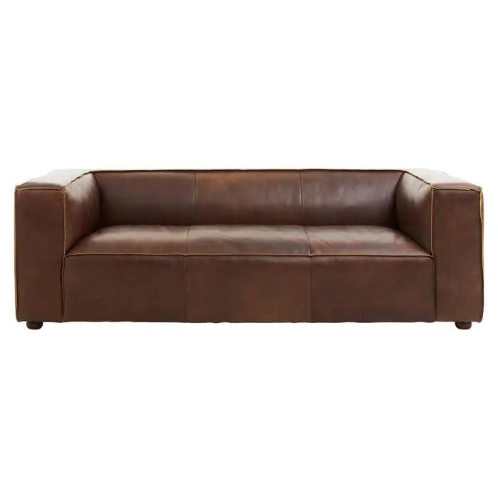 King Seater Mexico Brown Leather Sofa