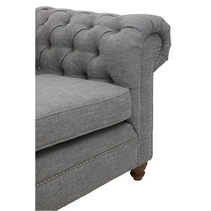 Stella Three Seat Grey Linen Sofa