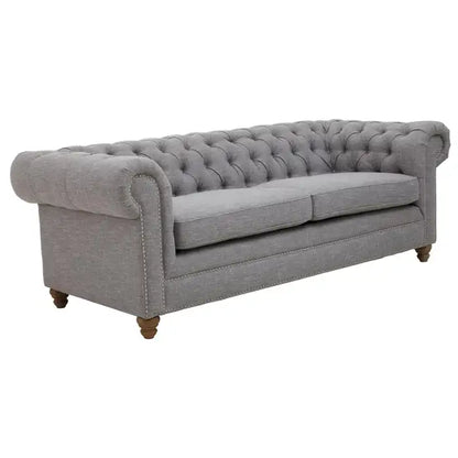 Stella Three Seat Grey Linen Sofa