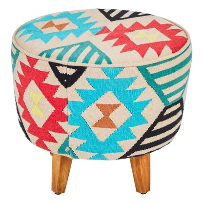 Multi Coloured Round Footstool