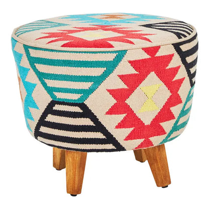 Multi Coloured Round Footstool