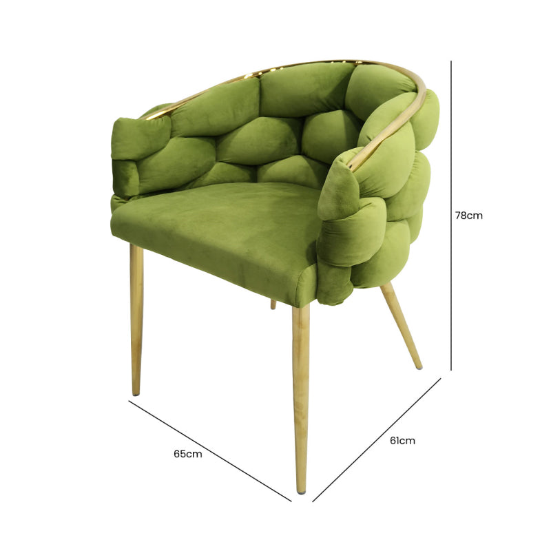 Margaux Green Velvet with Gold Legs Dining Chair