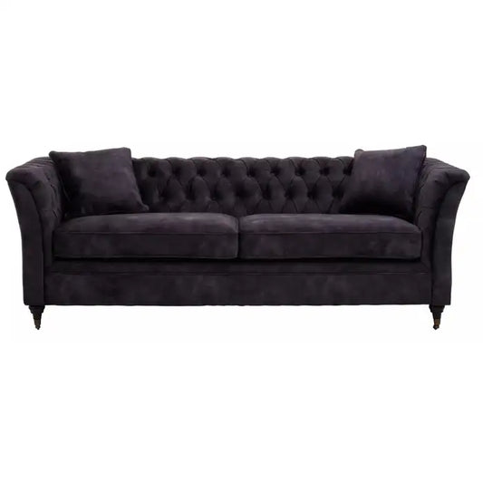 Sabina Three Seat Grey Velvet Sofa