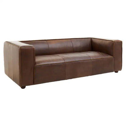 King Seater Mexico Brown Leather Sofa