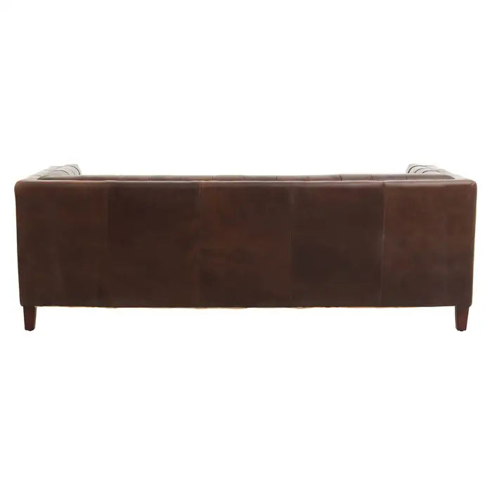 King Three Seater Tufted Back Leather Sofa