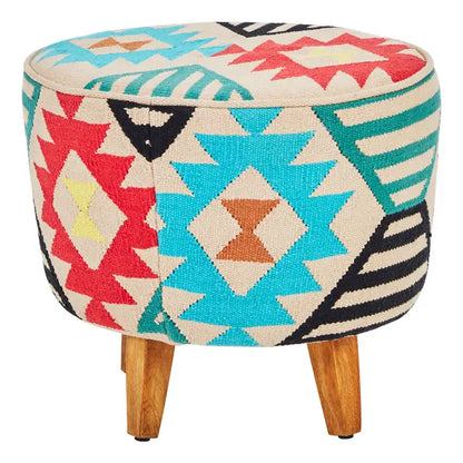 Multi Coloured Round Footstool