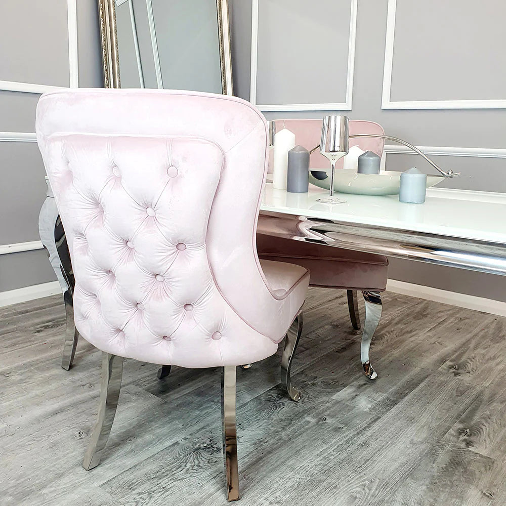 Sandhurst Dining Chair Straight Leg in Pink Velvet)