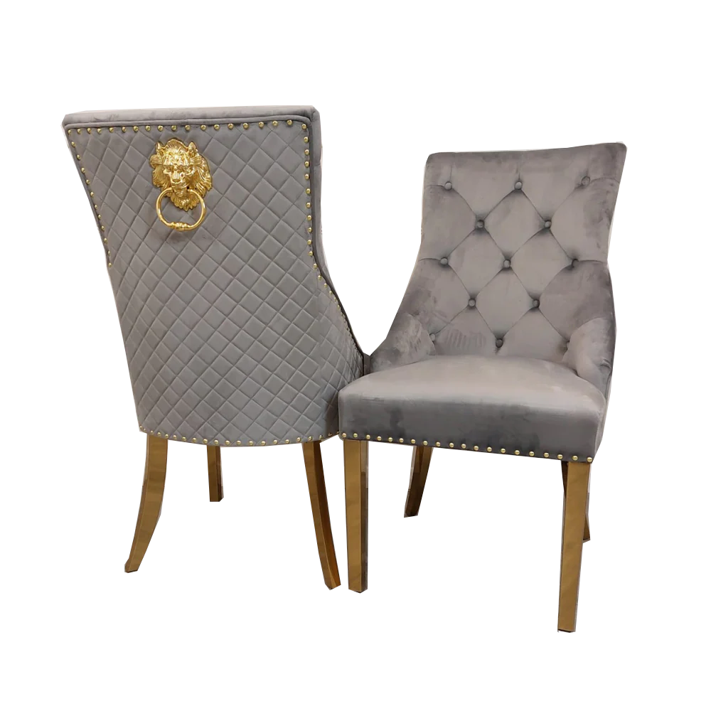 Light Grey Bexie Gold Dining Chair