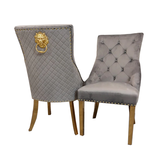 Light Grey Bexie Gold Dining Chair