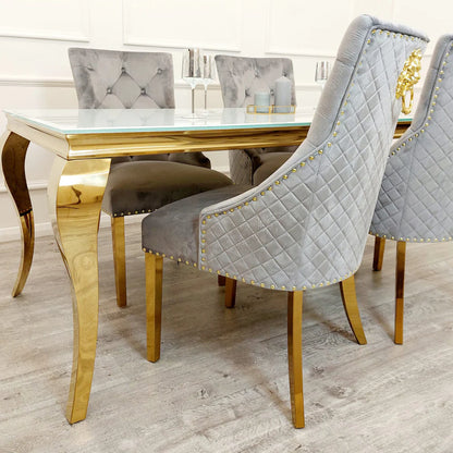 Light Grey Bexie Gold Dining Chair