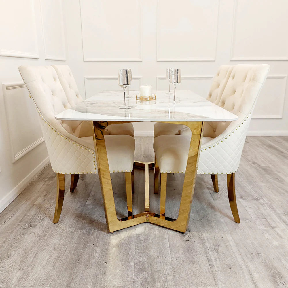 Cream Bexie Gold Dining Chair