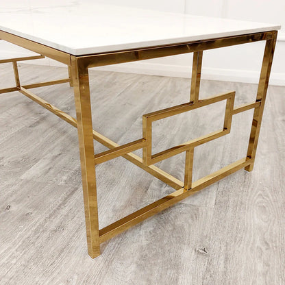 Geek Gold Coffee Table with Polar White Sintered Top