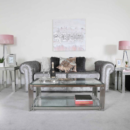 Coco Steel Tubes and Clear Glass Coffee Table