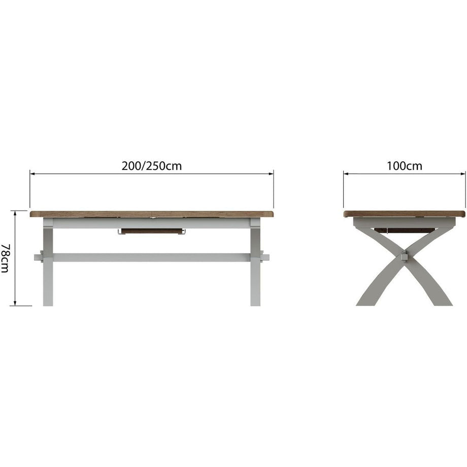 Grey 2.0m Cross Legged Extending Table/Table set