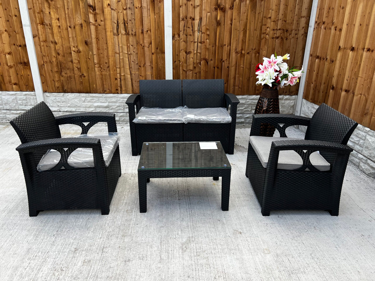 4 Pcs Rattan Garden Furniture Set