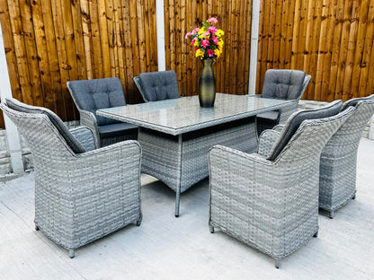 Rattan Garden 160cm Table with 6 Chairs