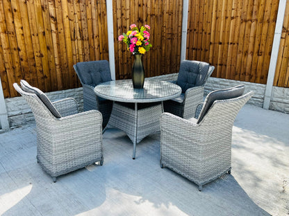 Round Rattan Garden Dining Table with 4 Chairs