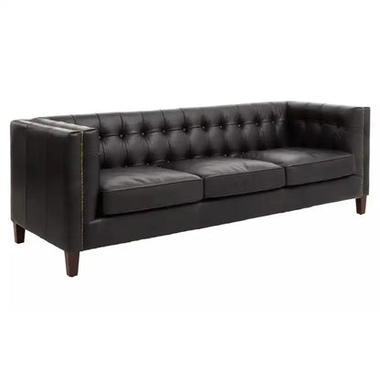 King Three Seater Tufted Back Leather Sofa