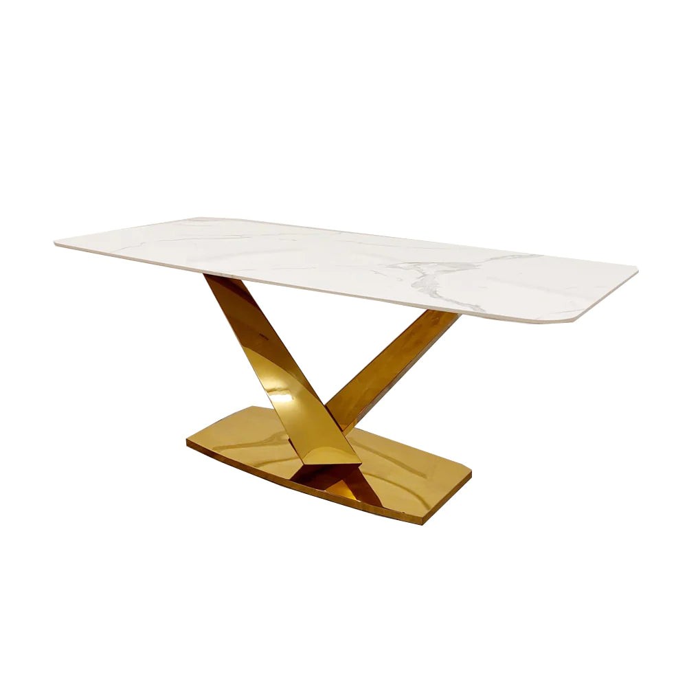 Valley Gold 1.8 Dining Table with Polar White Sintered Stone Top