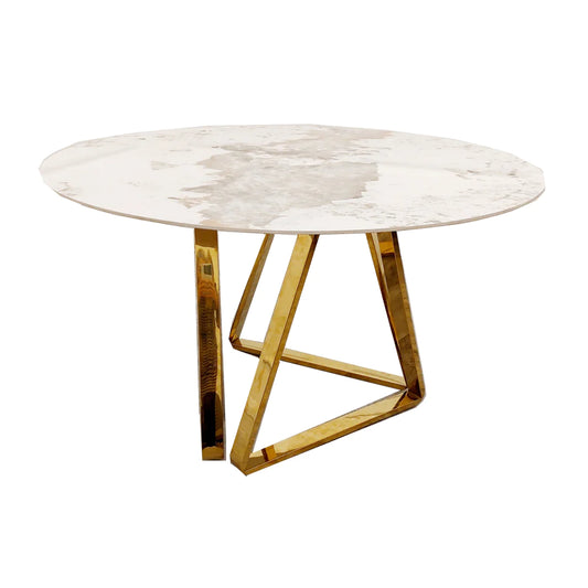 Nico Gold 1.3 Round Dining Table with Sintered Stone Top