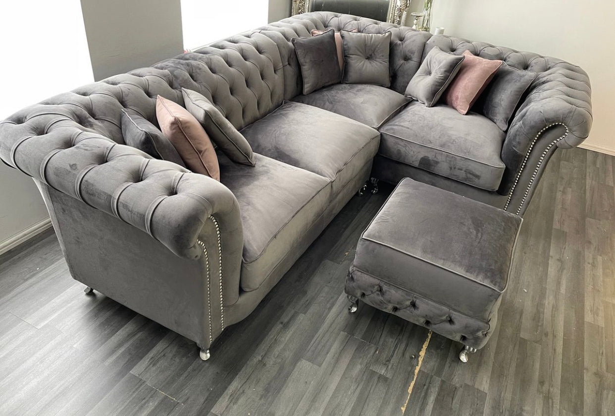 Chesterfield right hand corner outlet sofa