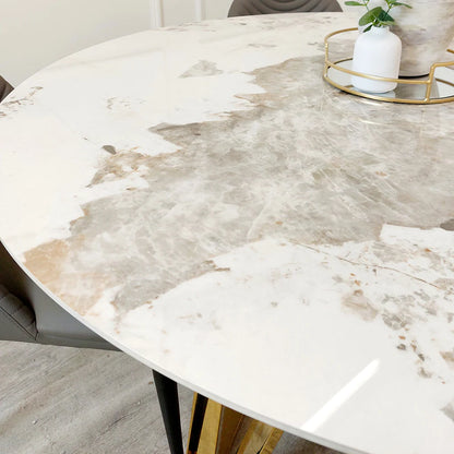 Nico Gold 1.3 Round Dining Table with Sintered Stone Top