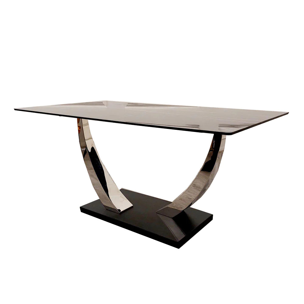 Viva 1.6 Chrome Dining Table with Black Sintered Stone Top