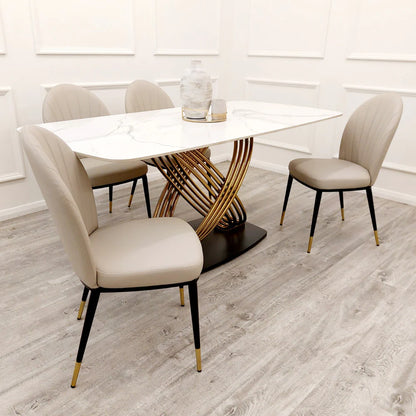 Otto Gold 1.8 Dining Table with Polar White Sintered Stone Top