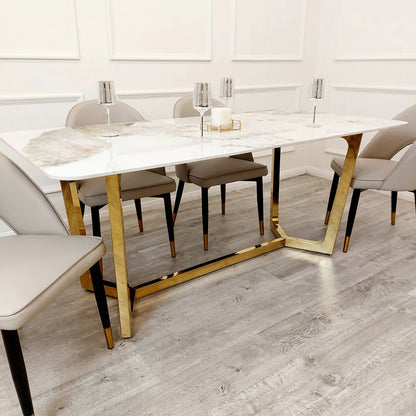 Lucia 1.8 Gold Dining Table with Pandora Gold Sintered Stone Top