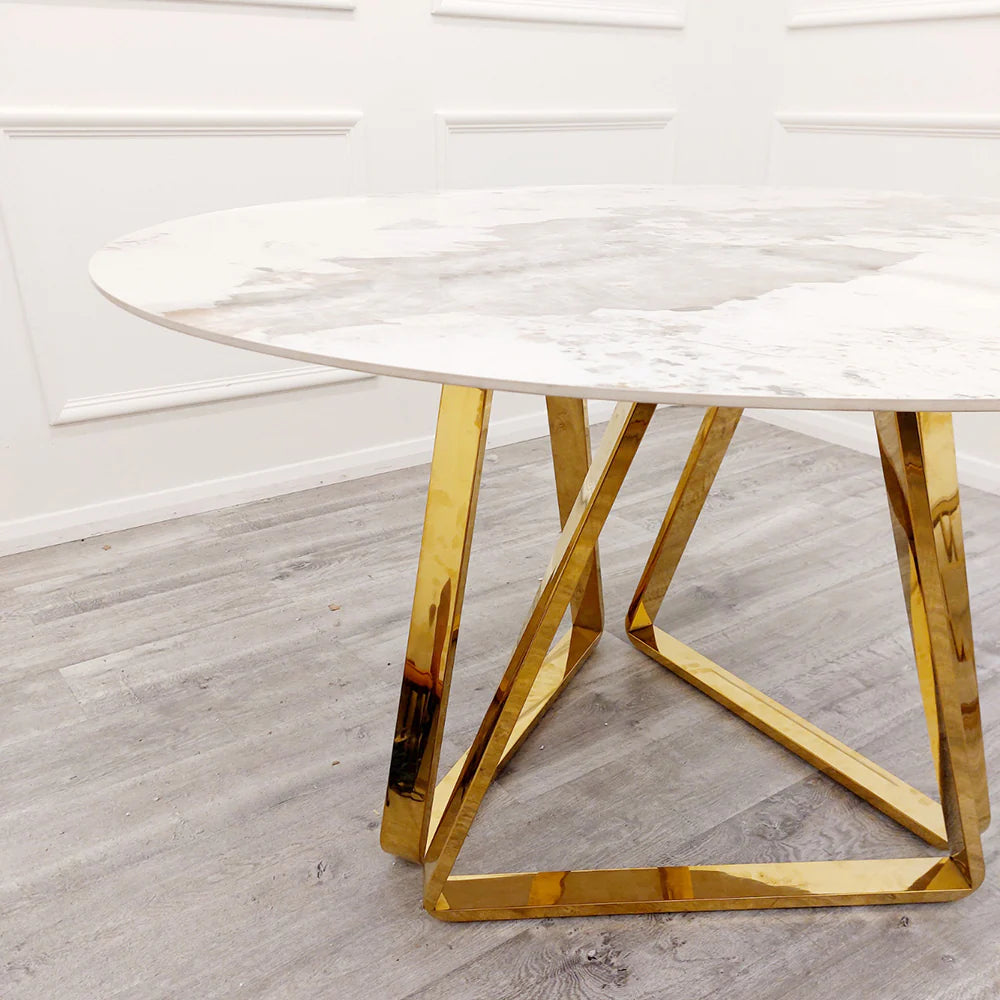 Nico Gold 1.3 Round Dining Table with Sintered Stone Top