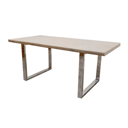 Fretta 1.8 Dining Table Solid Light Pine wood with Chrome Metal Legs