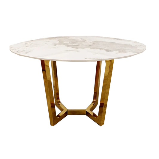 Lucia Gold 1.2 Round Dining Table with Sintered Stone Top