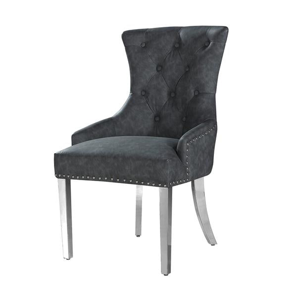 Dark Grey Leather Megan Chair